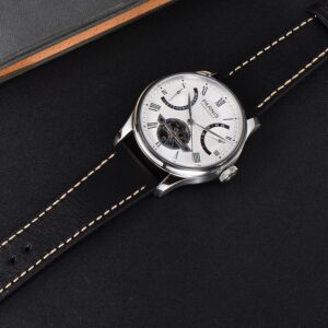 Parnis 43mm power reserve herreur hvit bunn