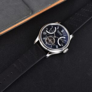 Parnis 43mm power reserve herreur svart bunn