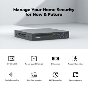H.VIEW 4K 8Ch Poe Nvr 8Mp 4TB harddisk